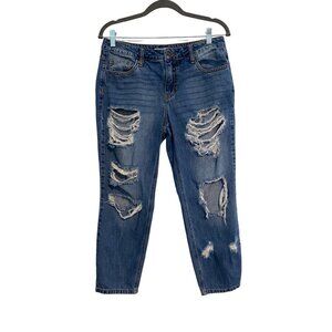 Distressed Cello Jr Blue Jeans Mid-Rise Size 7 Ripped Casual Denim Y2K Grunge